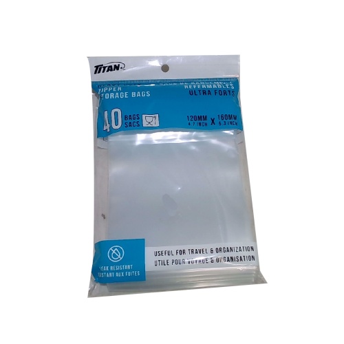 Storage bags heavy duty zipper 120x160mm 40 pack Titan