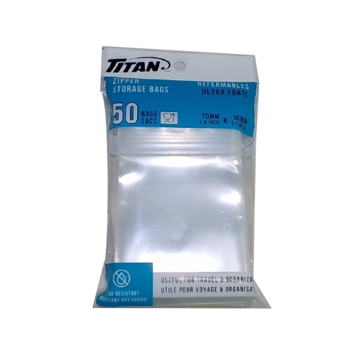 Storage bags heavy duty zipper 70x90mm 50 pack Titan