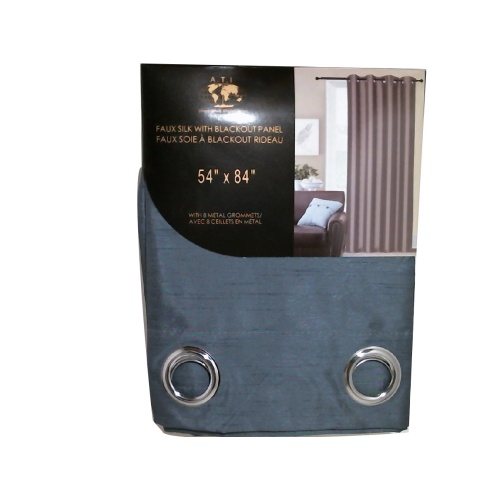Black Out Charcoal  Faux Silk Curtains 58X84 Inch Size