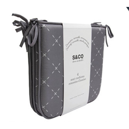 Chair pads grey reversible printed bistro set of 4