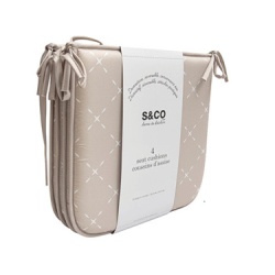 Chair pads taupe reversible printed bistro set of 4