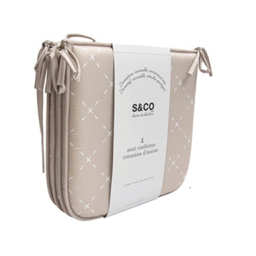 Chair pads taupe reversible printed bistro set of 4