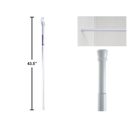 Shower Curtain Rod 42 to 72" White Steel Bodico"