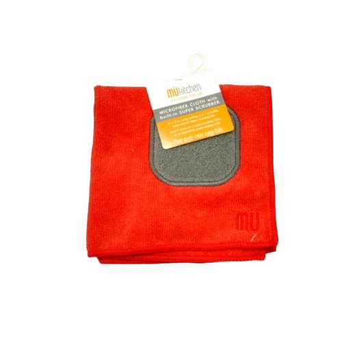 Microfiber Cloth w/Built-in Super Scrubber Red Mukitchen