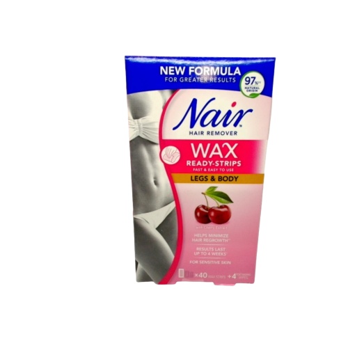 Nair Hair Remover Wax Ready-Strips Legs & Body 40pk. + 4 Post Waxing Wipes