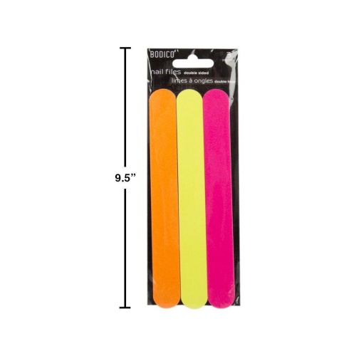 Nail Files 3-pc Double Sided Neon Bodico