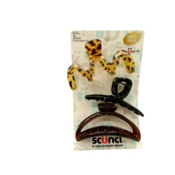 Claw Hair Clips 3pk. Mixed Shapes Scunci