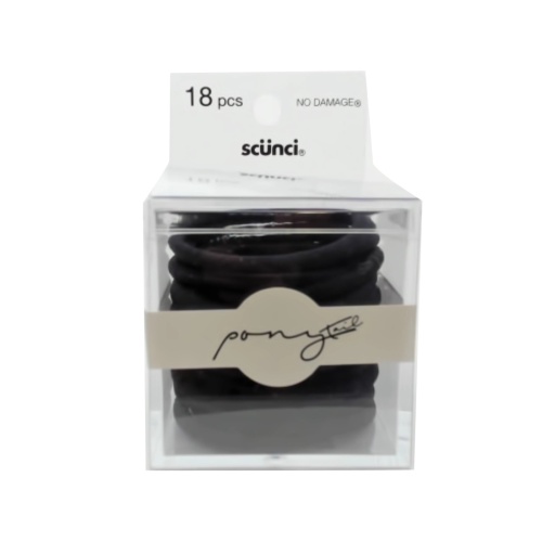 Hair Elastics 18pk. Black Scunci