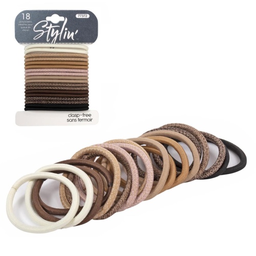 Ponyholders 18pc clasp free Biege & Brown,header card Stylin