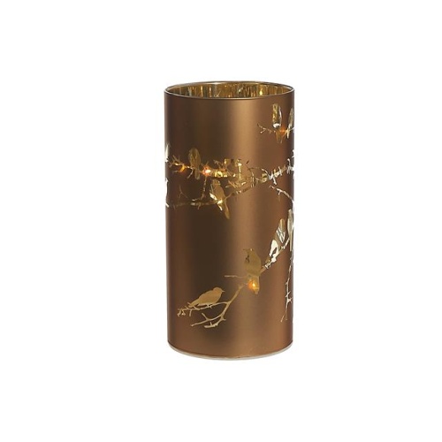 Led Cylinder Glass Stand Bird Bronze 3.54 X 3.54