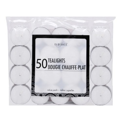 Tealights White 50PK-9GM BAGGED 3 HOURS RADIANCE (promo)