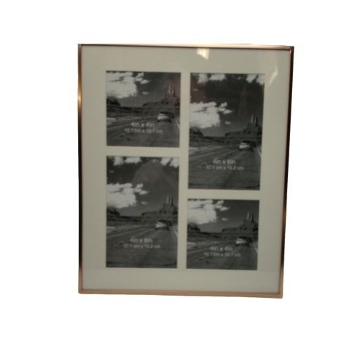 Picture Frame 4 Opening Copper w/Velvet Back