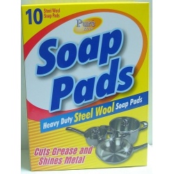 SOAP PADS HEAVY DUTY STEEL WOOL 10pk PURE KLEEN