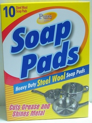 SOAP PADS HEAVY DUTY STEEL WOOL 10pk PURE KLEEN