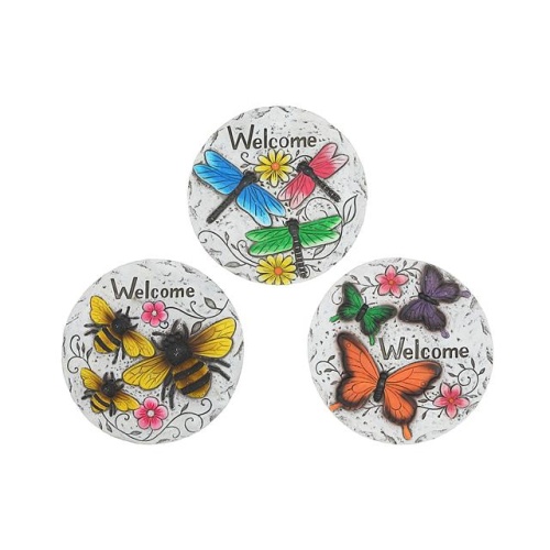 Round Garden Stepping Stones Insects Welcome Asstd 10 Dia X 1