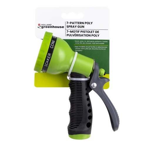7 pattern poly hose spray nozzle - cone, center, flat, jet, shower, mist, soaker