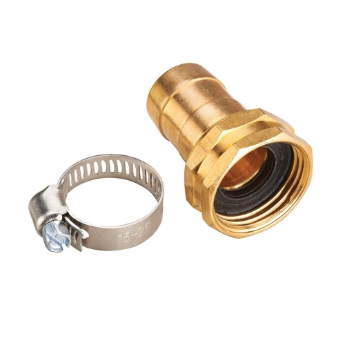Brass Hose Coupling Female 3/4 inch with hose Clamp