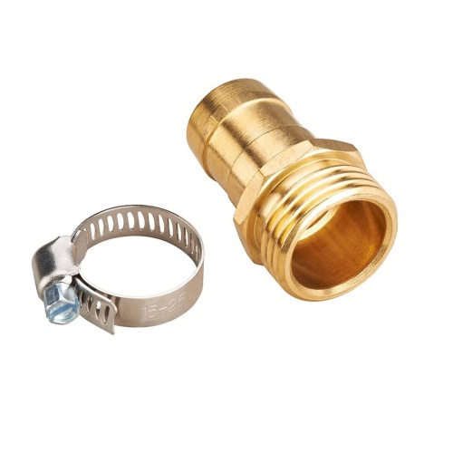 Brass Hose Coupling Male 3/4 inch with hose Clamp