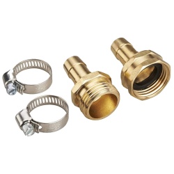 Hose Repair Coupling Brass 1/2'' Male/ Female  with hose Clamps