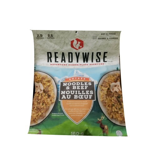 camping food - noodles with beef makes 2.5 servings ReadyWise