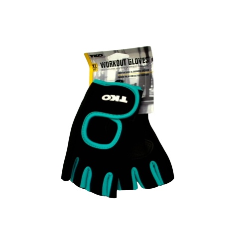 Fingerless Workout Gloves Neoprene w/Padded Palm Black/Teal Tko