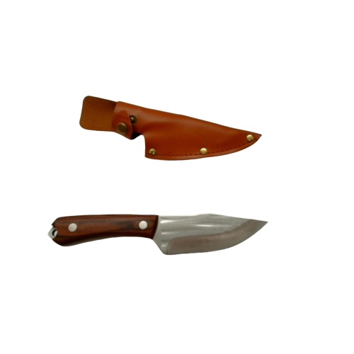 Hunting Knife 4-1/4 Harpoon Point Blade Wood Handle W/belt Loop Sheath