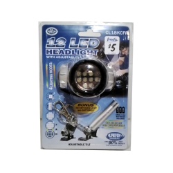 Headlight 12 LED with adjustable headstrap with bonus keychain flashlight
