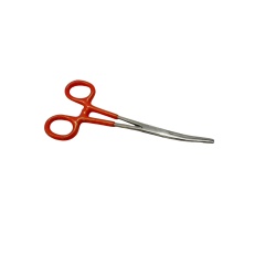Forceps Curved Locking 6-1/4 w/Red Insulated Handles"