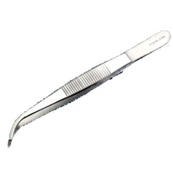 Forceps, medium point, 115mm 4.5, curved, stain"