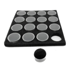 Gem Holder 1.5 X 3/4" Round Plastic 16pk. In Black Foam"