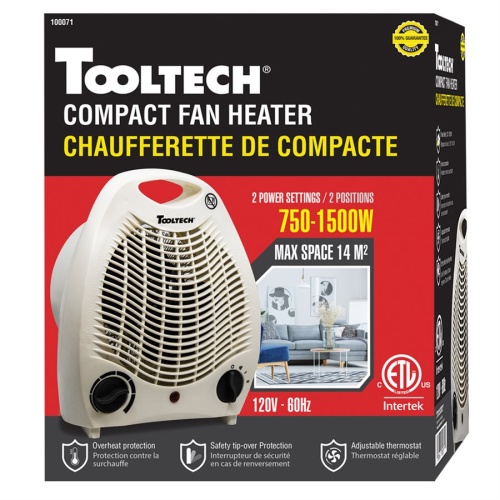 Compact Plastic Fan Heater 750-1500W(endcap)