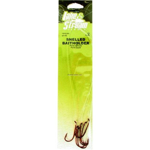 Lake & Stream Snelled Hook, Size 2, Baitholder Eagle Claw 13010-002