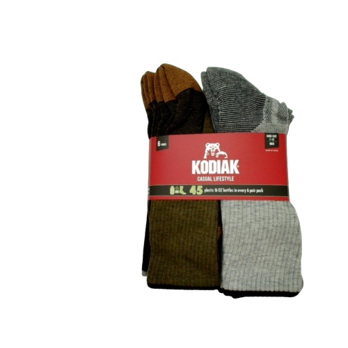 Socks Men's 6pk. Black/Charcoal/Olive Kodiak Casual Lifestyle