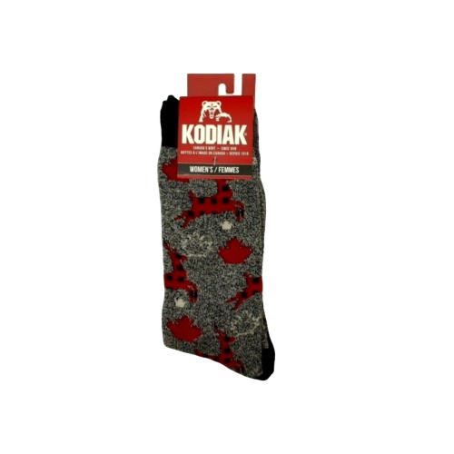 Socks Women's Boot 2pk. Black Mix Reindeer Kodiak