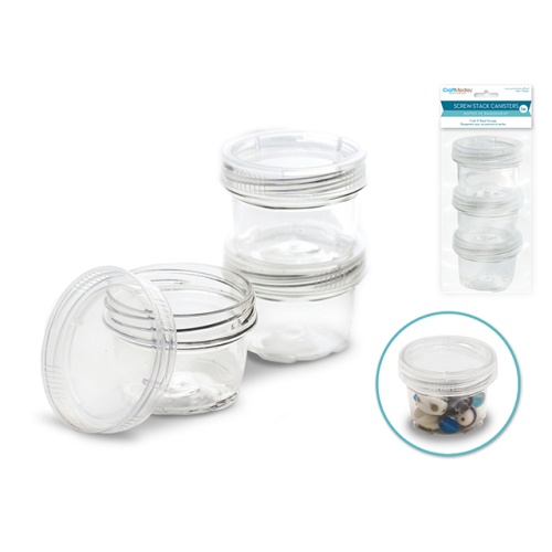 Craft/Bead Storage 3pk Screw-Stack Canisters