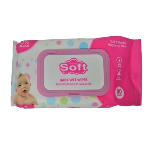 Wet Wipes 80pk Pink Simply Soft