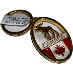 Keychain Canada Gold Oval W/moose