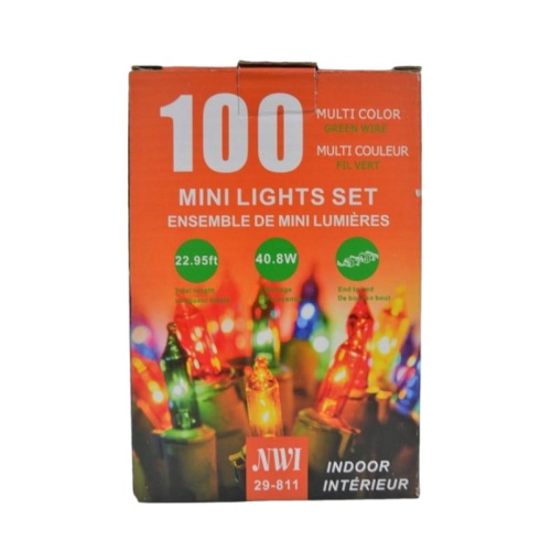 Mini Light 100lt Indoor Multi Color Bulb 22.95ft Length