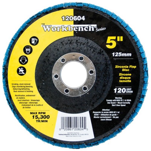 Flap disc 120grit 5 in alum zirconia