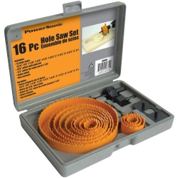 Hole saw set 16 pc 3/4 to 4/5 inch with case