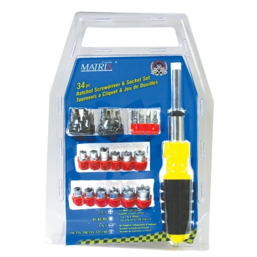 Screwdriver & Sockets Set 34 Pc