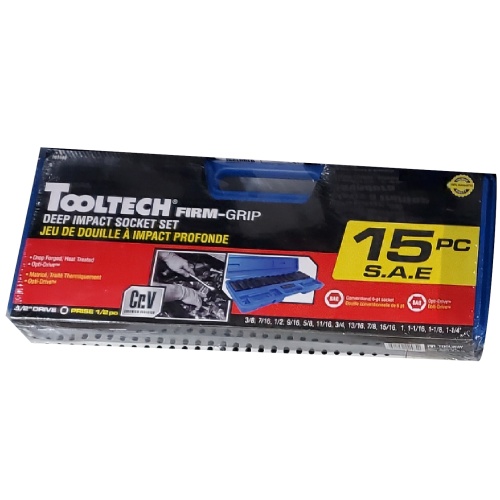 15 Pc 1/2dr Deep Impact Socket Set Sae 3/8 to 1-1/4