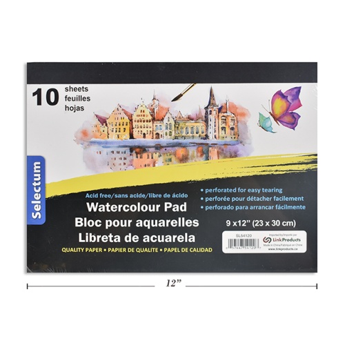 Watercolour pad 9x12 inch 10 acid free sheets Selectum