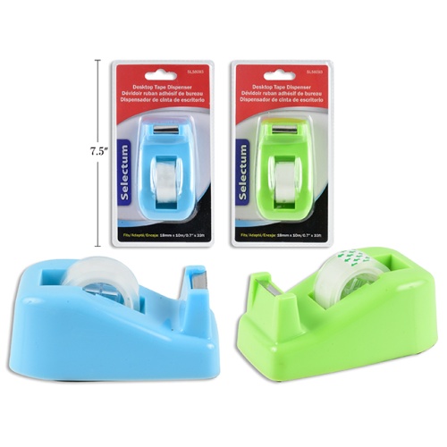Desktop Tape Dispenser w/Tape 3 Colours Selectum Fits 18mm x 10M
