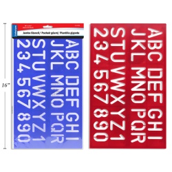 JUMBO STENCIL LETTERS AND NUMBERS, 35.5 X 21.5 CM BLUE & RED COLORS