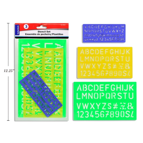 Stencil Set 3Pk Assorted Sizes