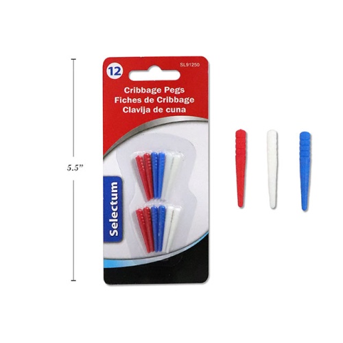 Cribbage Pegs 12Pk 3 Assorted Colours