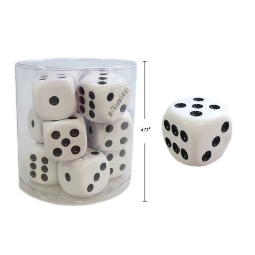 JUMBO WHITE DICE 38 MM 12/DRUM - sold individually
