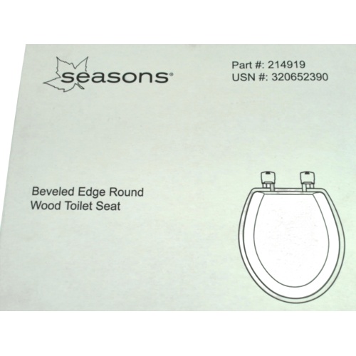 Beveled Edge Round Wood Toilet Seat White Seasons