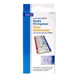 Weekly Pill Organizer Push Button AM / PM Bodico